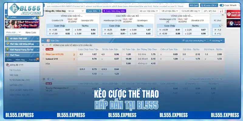 Kèo cược thể thao hấp dẫn tại BL555
