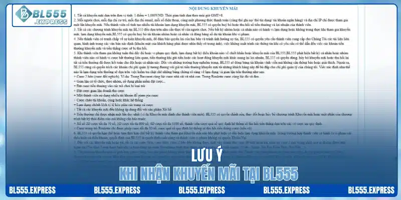 Lưu ý khi nhận khuyến mãi tại BL555